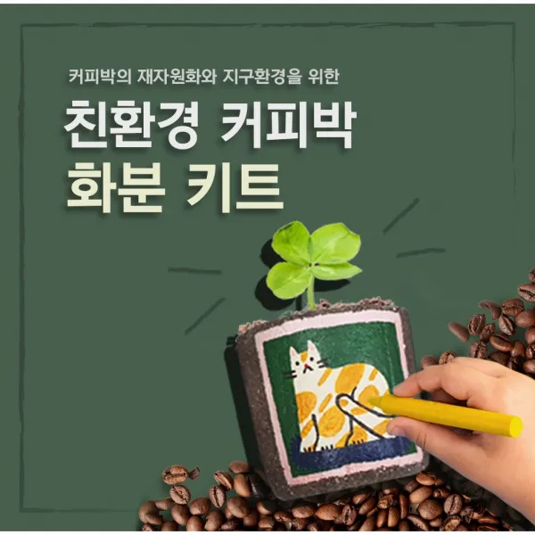 천연소재 커피박 화분 키트 반려식물 키우기 실내식물 선물용 diy세트 자연에버리다 커피박키트 커피찌꺼기활용 커피찌꺼기, 커피박 화분키트 1개