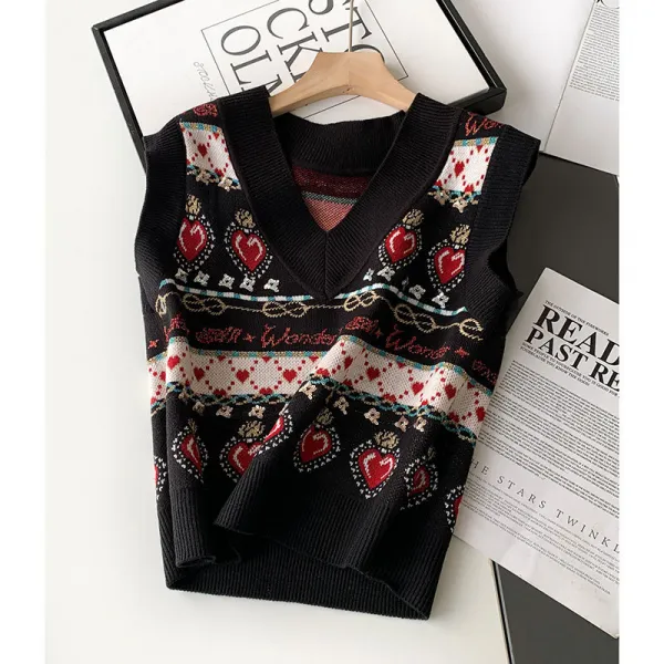 모집 대리 겨울 모티브 무늬 브이넥나시 실을 감다 의류