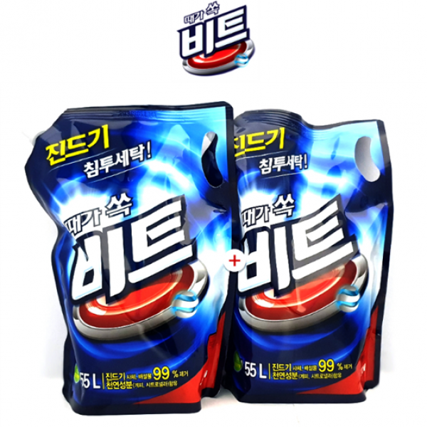 에이스몰 비트 액세세제1.6킬로x2개입 일반용 세탁세제 찌든때 향균디톡스세탁 1set