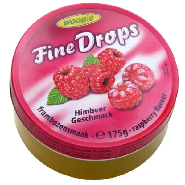 Woogie German Fine Drops Sanded Raspberry Candy 175gr tin (Himbeergeschmack) (3 pcs), 상세 설명 참조0