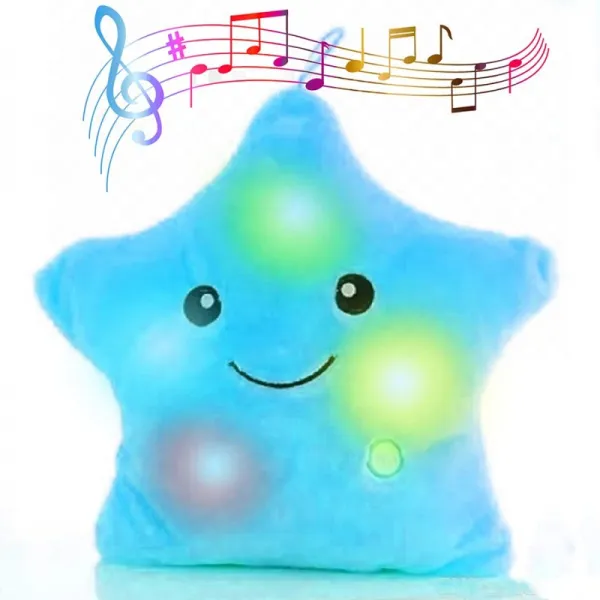 TotemWorldBlueMusicalStarLightUpToy-슈퍼 소프트 예열 스트러핑 베개-어린이 밤 자장가에 이상적임, 단일상품