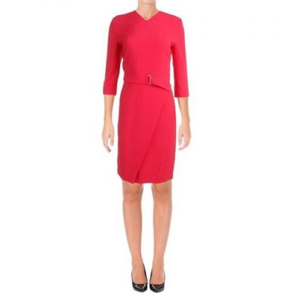 125505 BOSS Hugo Boss Womens Dylea 핑크 Faux Wrap Sheath Wear to Work 드레스 8 44 IT
