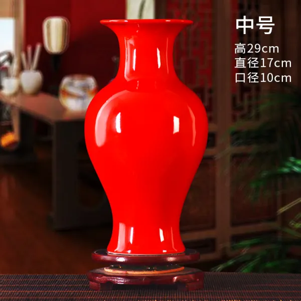 Mar.22 128번 경덕진도자기 중국홍전홍유화병꽂이 신중식집 거실 혼례 장식품z 5_미 디 엄 레 드 오 일 병 페 데 스 탈 드 립