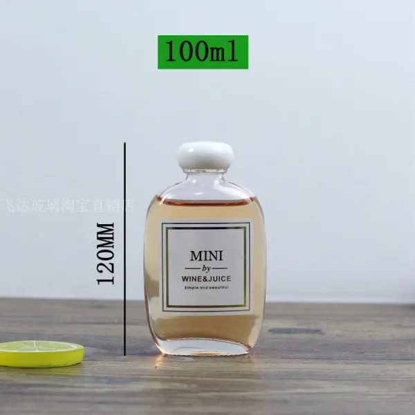 ins 새로운 작은 편주병 반 내장 리치 청매주 원장 백주 휴대용 술주전자, 1, 100ml투명 화이트 덮개 10오직