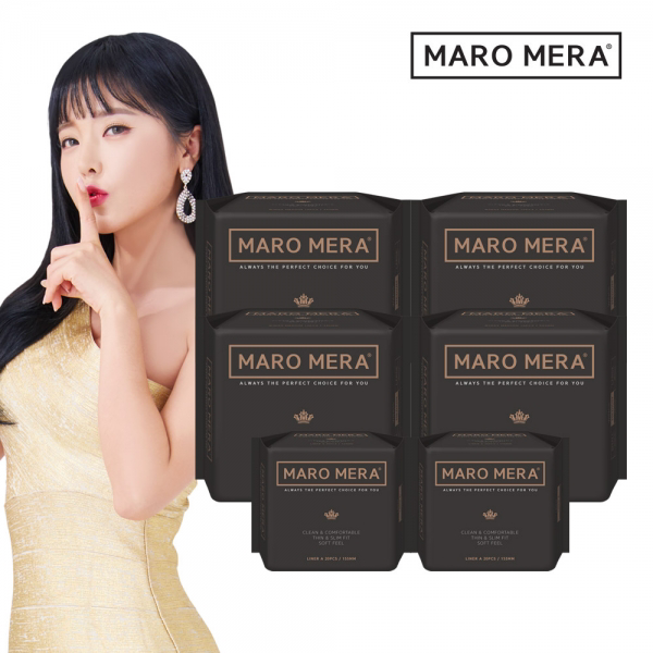 마로메라 생리대 날개형 중형 4팩+라이너A 2팩, 단품