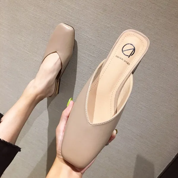 Mar.23 27번 앞코 반슬리퍼 여하 폭발 망사 레드 컬러에 게으른 네모 부드러운 가죽을 신고 반 토뮐러 러쉬z