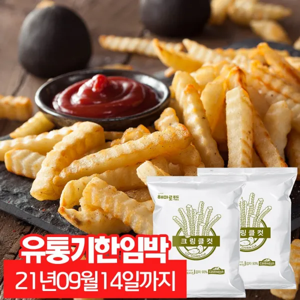 유통기한임박(21.09.14까지) 해마로 감자튀김 크링클컷 2kg x 2팩, 1세트