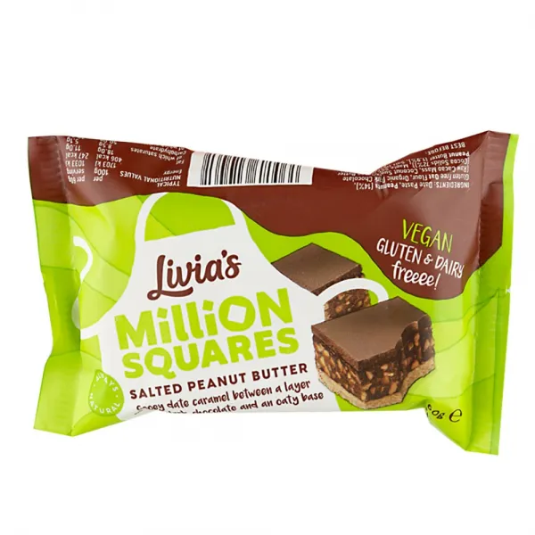 Livia's Kitchen Peanut Butter Million Squares 리비아스 키친 피넛 버터 밀리언 스퀘어 60g 10팩, 1개