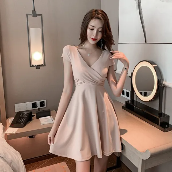 클럽대디레포츠 섹시한원 섹시원 야간공연 여성의류 로우컷 등트임 바 옷 다크브이넥 펀칭 시스루 주름 나이트클럽 짧은