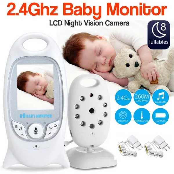 Babykam 어린이를위한 라디오 베이비 시터 모니터 영어 메뉴 2.0 인치 lcd 8 자장가 온도 모니터 2 웨이 토크 ir, 단일상품