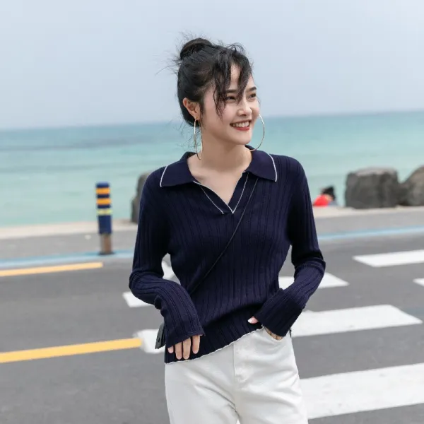 확정함 긴 소매 니트 상의 여성 가을 봄가을 얇은 스웨터 이너셔츠 겨울 이너와 아우터