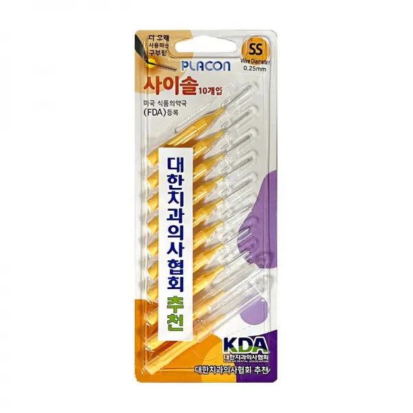 옥산 플라콘 사이솔 SS 치간통과경 0.25mm 10개입 치간칫솔, 5개