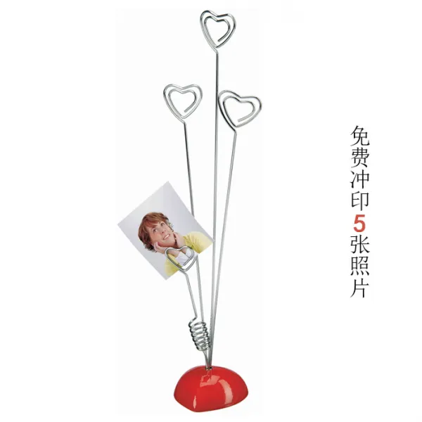 사진액자 아이디어 사진 사진클립 4헤드 레드 하트형 안내판 액자 진열대 장식품 결혼선물, C02-불충 인쇄사진