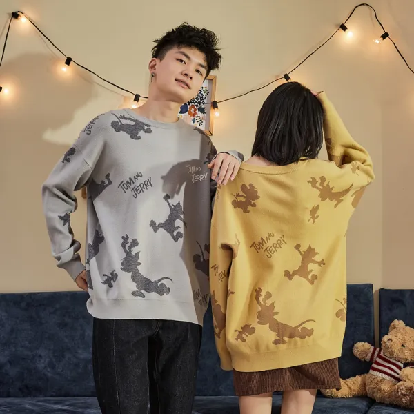 프레지오 고양이와 쥐 연명 당사자 겨울 가을 남성 만신창이가 되다 플라워 프린트 트렌드 루즈핏