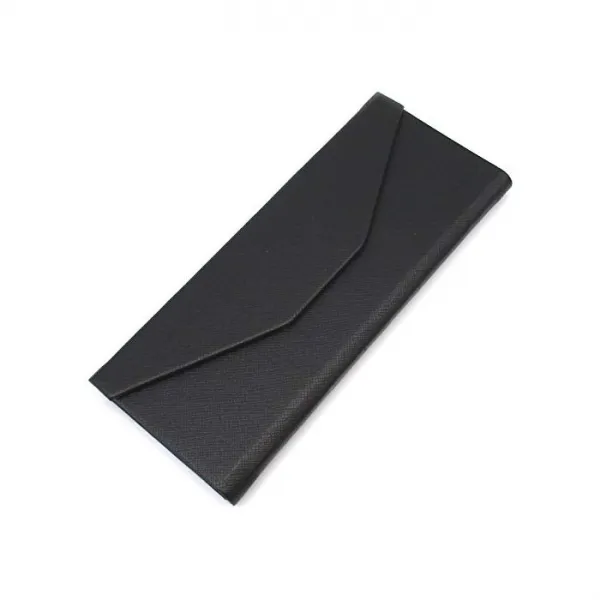 KKD 삼각 접이식 안경 케이스 단순화물 편리한 컴팩트 (가죽 화가 블랙)