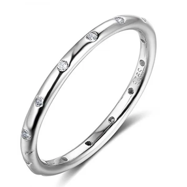 Furious Jewelry 격노 한 보석 925 스털링 실버 심플 스타일 CZ 밴드 반지 반지 사이즈 678 (8)