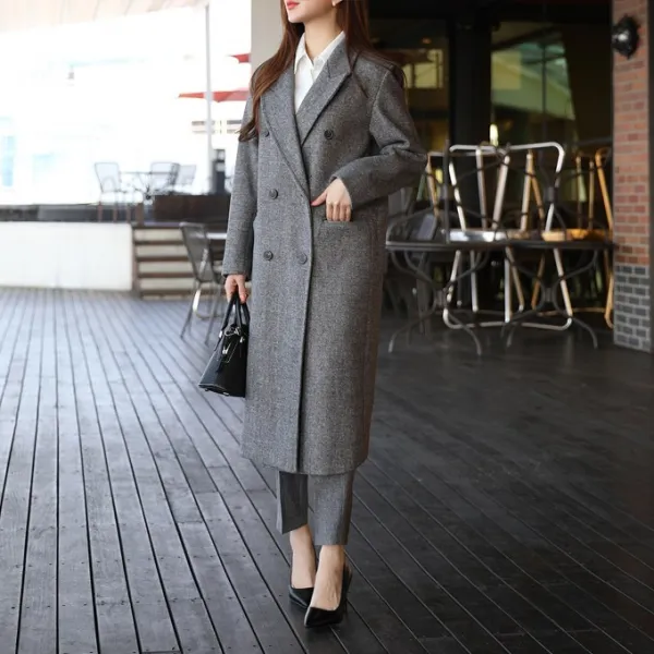 madeby7310 격식 더블 단추 롱 코트