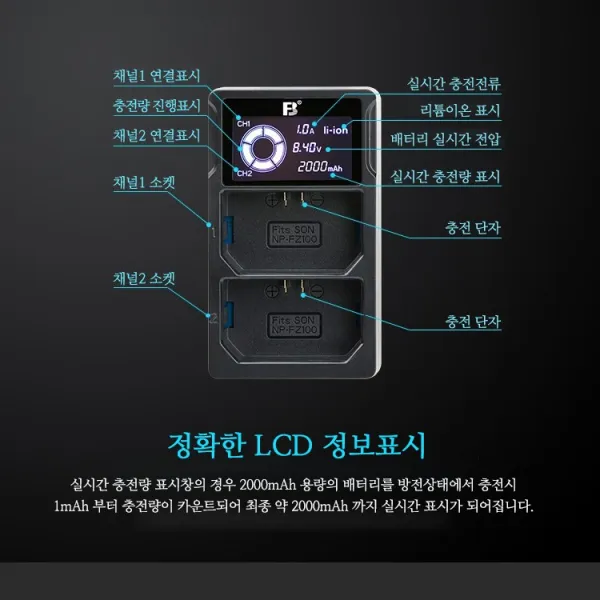 FBtech NP-FZ100 충전기 (과열방지 펄스방식충전 실시간 충전량 표시 사은품 증정)