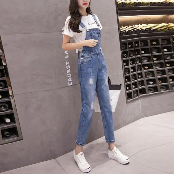 여성 간절기 데님학생 귀여움 점프수트 멜빵바 cN010