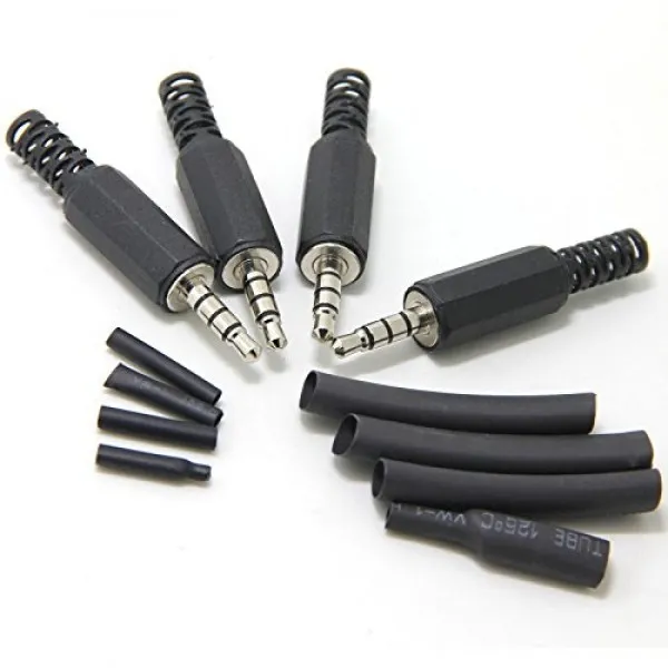 wuernine 4 개 세트 3.5mm 스테레오 4 극 미니 플러그 어댑터 자작 솔더 타입 헤드폰 / 이어폰 케이블 단선 수리 교체 커넥터 마이, 단일상품