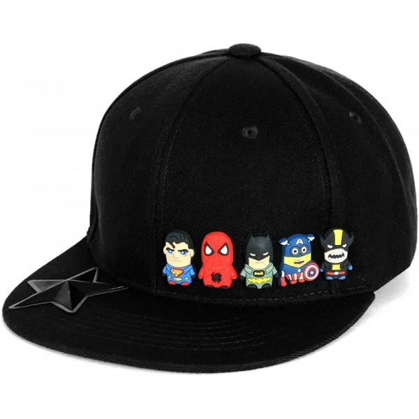불법적으로 귀여운 슈퍼 히어로 고무 초크 플랫 브림막 야구 모자(ballcap-1413-1)