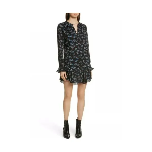 125675 베로니카 비어드 VERONICA BEARD 0495 PRESTON Long-Sleeve Floral 프린트 실크 드레스 10 L