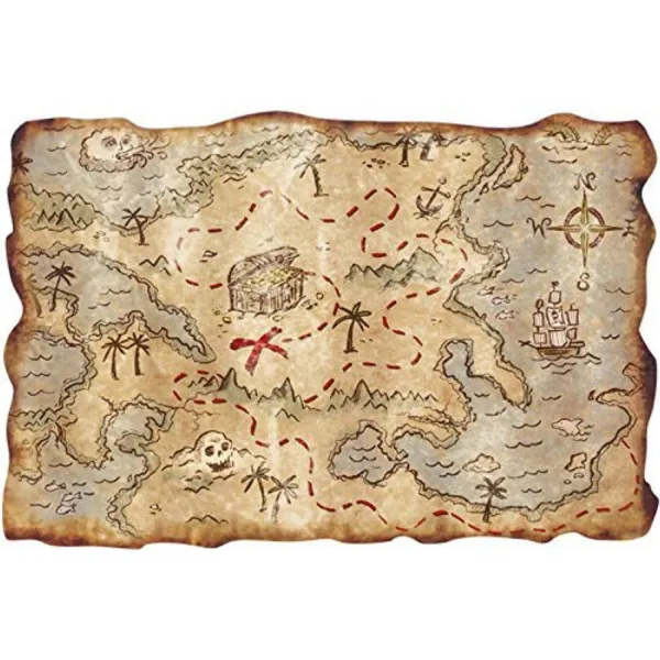 Pirate Map Edible Icing image topper for 1/4 sheet cake 해적지도 1 / 4 시트 케이크 용 식용 담금질 이미지 토퍼, 1
