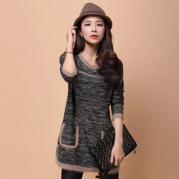 [해외]여성상의 > 니트/스웨터/가디건 여성 상의 / 캐주얼의류 Brand sweater hedging loose knit sweater large size women long section bottoming shi