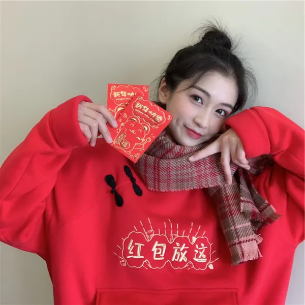 KORELAN 본명년 새해 맨투맨 희낙 빨간 옷 커플복 설빔 후드티 트렌드