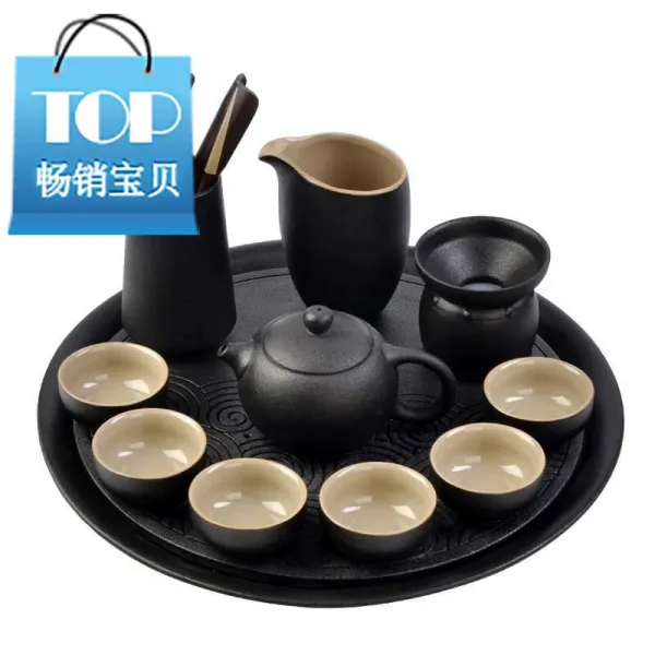 가정용 궁푸차 구 심플 모즈 거실 사무실 정돈함 E커버 블랙 도자기 다반 차판 일 11 두서시 주전자덮개 조 _다반 차