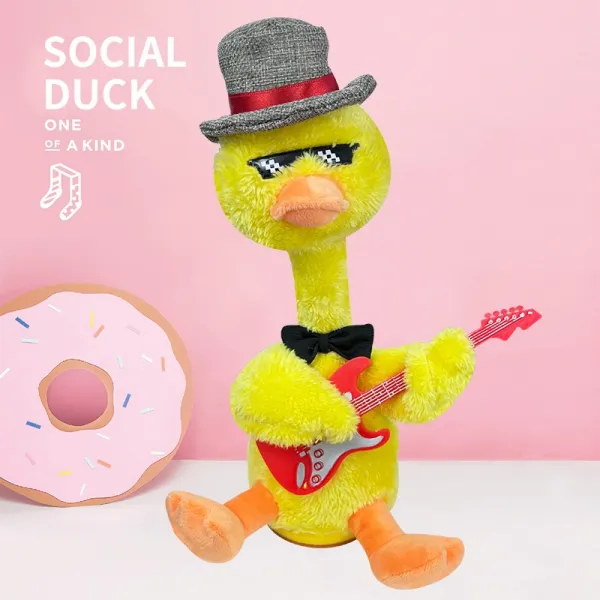 인형 틱톡 흔들흔들하다 노래를 부를 수 있다 의 때리다 CALL 사회오리 장난감 배우다 발언 춤추다 3400715562, 엘로우 회색모 기타 오리, 충전 선물세트 사회오리 (120 노래