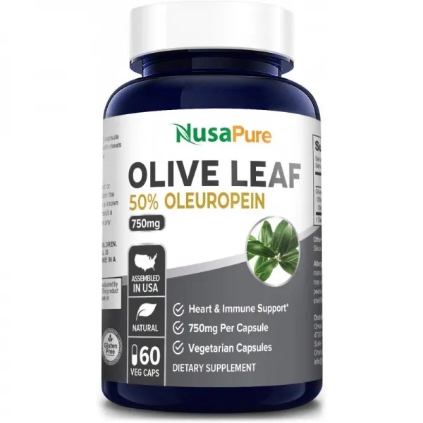 올리브 잎 추출물 750 mg 50 % 올 유럽인 (비 GMO 및 글루텐 프리)-채식주의 자-초강력-면역 지원 심혈, 1