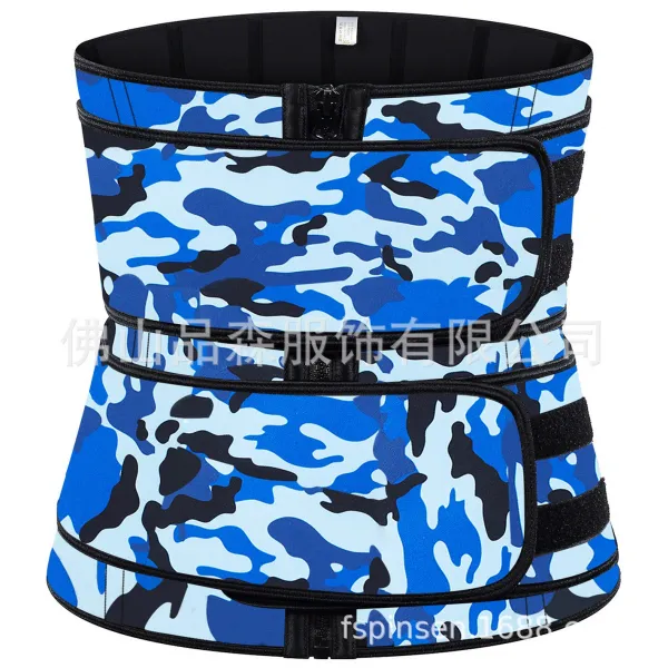 스포츠허리보호대 납품 운동 배쏙 쉐이퍼 겹 보강대다 네오프렌 재질 보정 폭 땀 벨트 RUBBER x3개 2057476763, 카모 블루, S