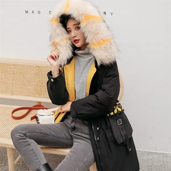 미디엄 컬러 배색 면 캐주얼 트렌드로 개성적이고 보온성이 뛰어나며 스타일리시하며