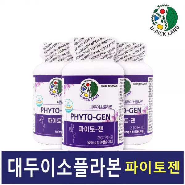 캐나다 이소플라본 갱년기 여성 영양제 파이토젠 대두 콩 소이 식물성 에스트로겐 래이디스 40대 50대 60대 뼈건강 골밀도 호르몬 효능 추천 직수입, 3병, 60캡슐 x