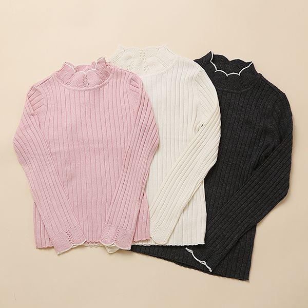 로엠걸즈 괴정점 신축성 좋은 예쁜 반목 스웨터 목폴라 티셔츠