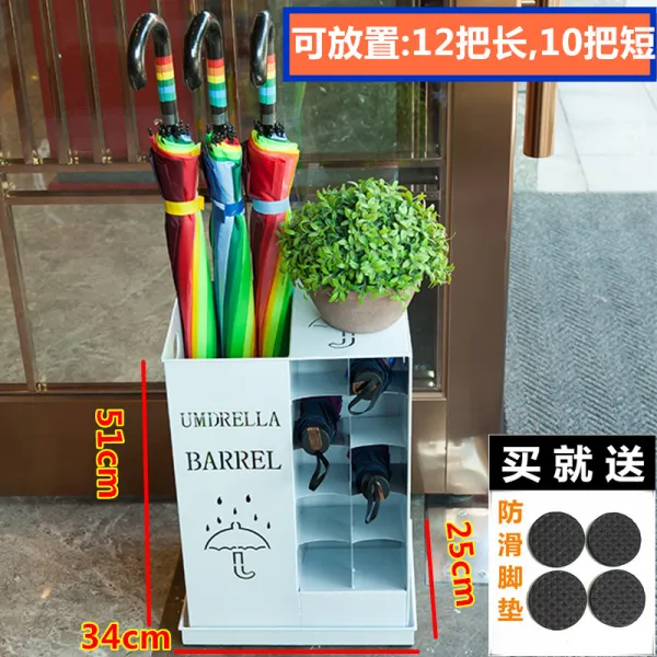 모던 우산 꽂이 카페 철제 업소용 지석 걸이 대용량 거치대 신발장 통 현관 우산꽃이 가정용 우구 수납 아이디어 상업용 신기 호텔 로비, 02 화이트통【12지장+10단점을 지적하다】