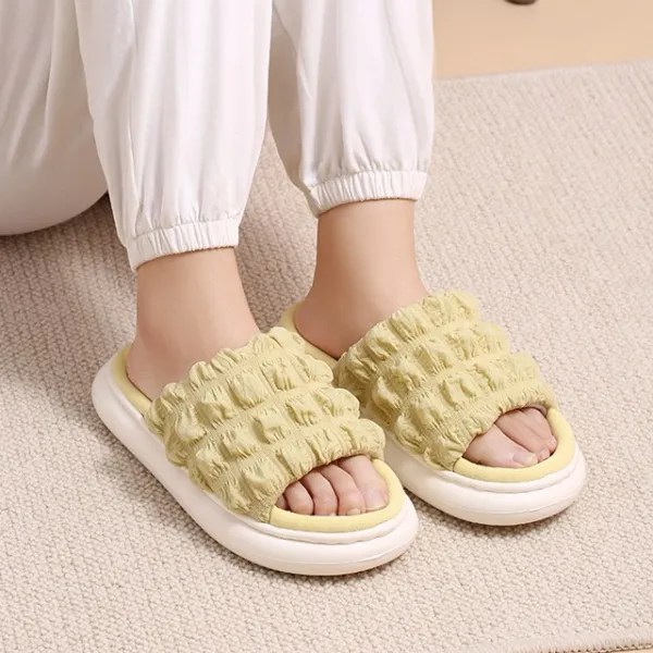 말랑마쥬 뽀송이 린넨 사계절 홈 슬리퍼, 옐로우