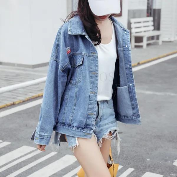 Kirahosi 명진 봄 가을 여성 청 자켓 점퍼 잠바 예쁜 데님 바람막이 아우터 38 Dtdykj