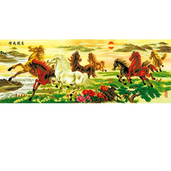 강물 면실 십자수 키트 거실 말 도안 프린팅 스티치, C.단수말[롱솜실]200x72cm, C.단수말[롱솜실]200x72cm