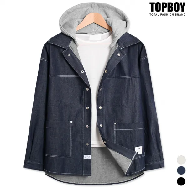 포시즌 오버핏 후드 데님자켓 Bat003 