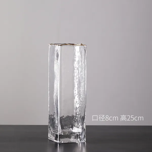 북유럽 골드 추적 직선 유리 꽃병 장식 거실 꽃꽂이 투명한 물 문화 현대 미니멀 라이트 럭셔리 수경 꽃 장치, 2. 색상 분류: 고 투과성 석영 냉립 B 형 중