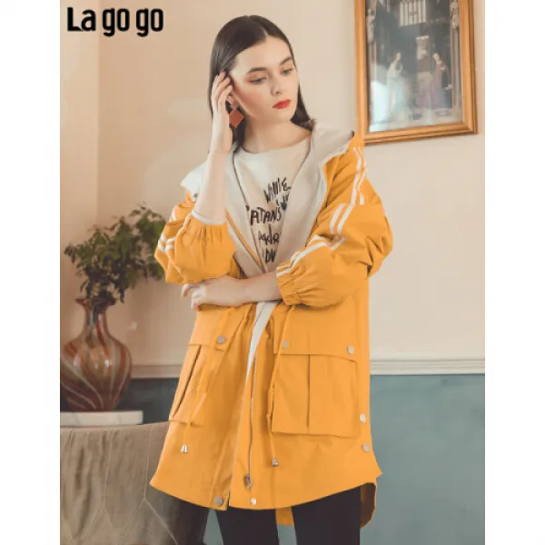 Lagogo/탈곡곡 2019 가을 후드 트렌치코트 여자 ICF238B51 황색 (K2) 165(4)
