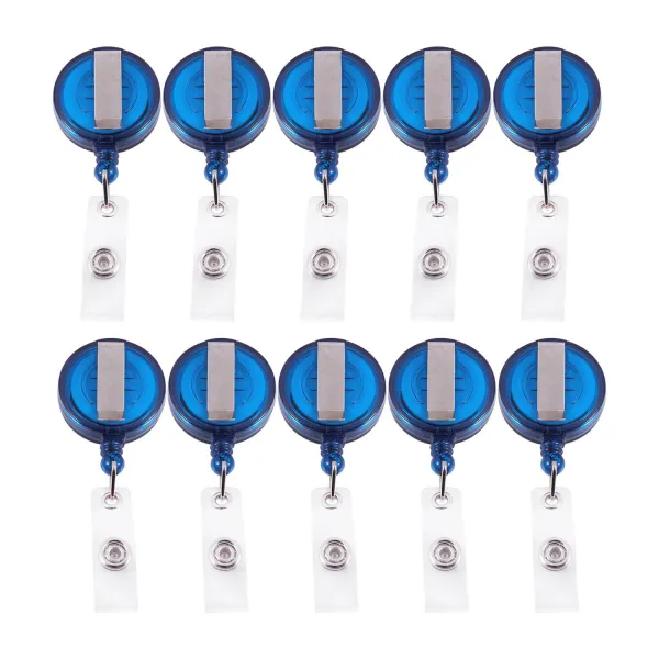 10 개폐식 릴 리코일 ID 배지 Lanyard 이름 태그 키 카드 홀더 벨트 클립 색상 : 블루 금액 : 10 개, 보여진 바와 같이