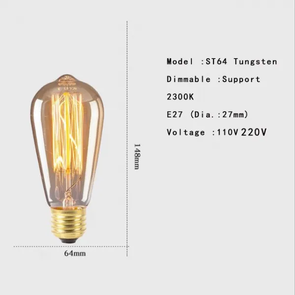 글램파티 디 밍이 가능한 빈티지 E27 LED 필 라 멘 트 전구 ST64 4W 6W 8W 레트로 에디슨 램프 110V 220V, 02 4W_01 그렇습니다_01 220V, 03 ST64 Tungsten