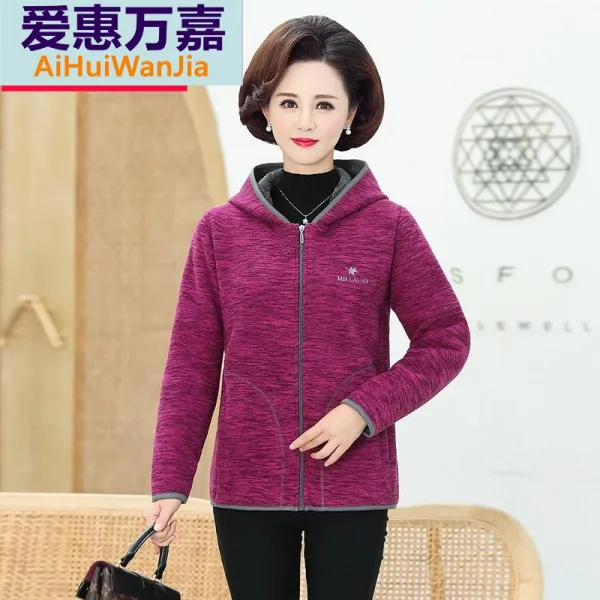 중노년 두터운 융털 후드 중년 여성의류 엄마 겨울폼