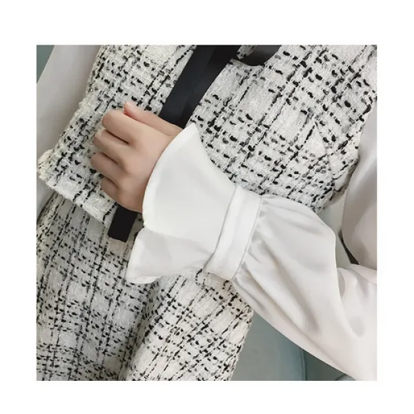 쉬폰 플레어 원피스 트위드 여성 결혼식cp2401