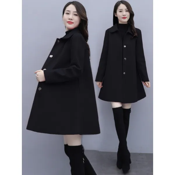 489번 늦장신조 가을 겨울 작은 키에 블랙 케이프 정장 코트에 도톰한 모직 니자상의녀Z