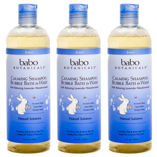 바보보타니컬스 카밍 샴푸 버블 배스 & 워시 올인원클렌저 릴렉싱 라벤더 메도스위트, 450ml, 3개