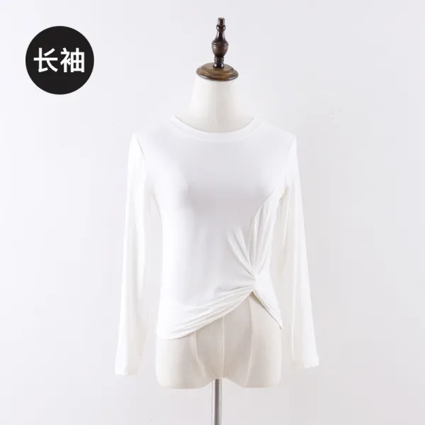 Mar.20 186번 댄스 트레이닝복 상의 모달 현대 무용의상 민속춤 중국 춤의상z Xxl 긴팔 아이보리